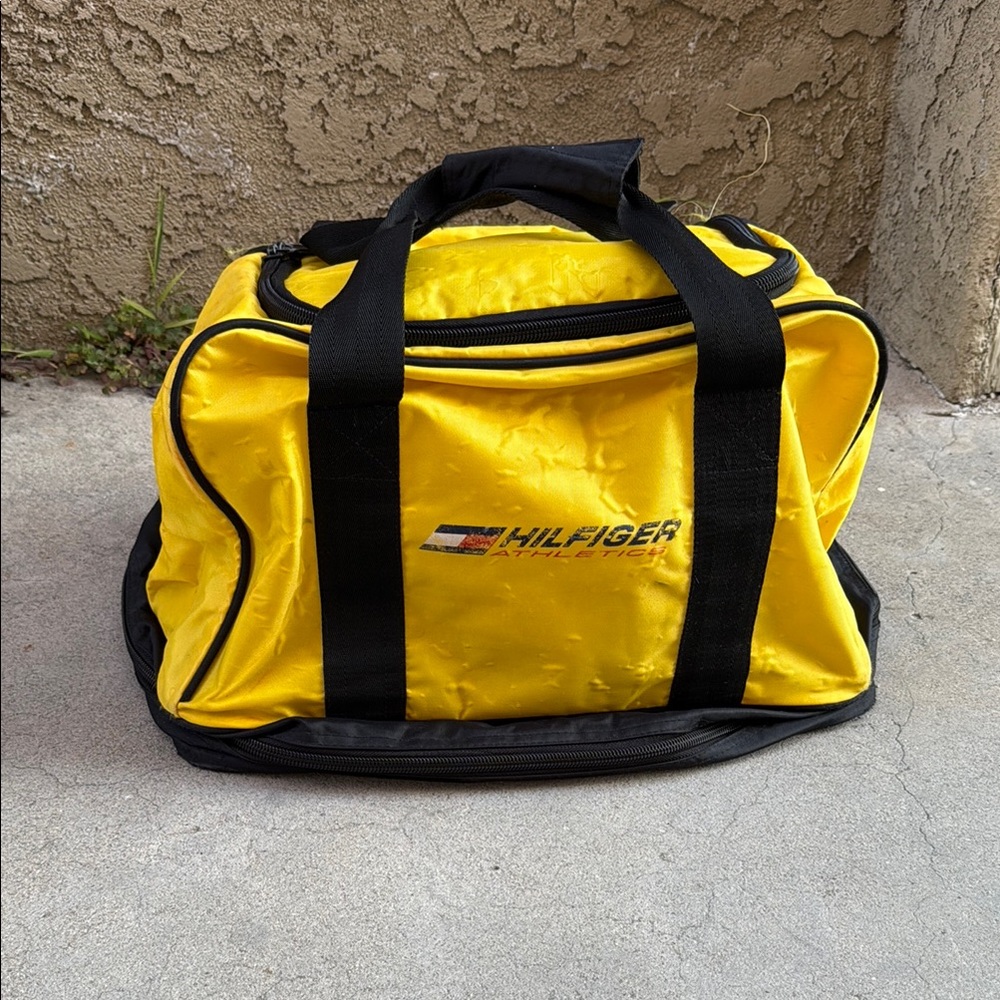 Vintage Yellow and Black Nylon Duffel Bag